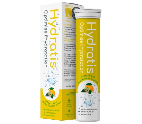 Hydrationslösung mit Zitronen- und Holunderblütengeschmack Hydratis - Tube mit 20 Brausetabletten - image 1
