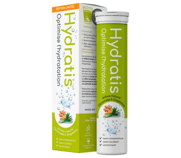 Hydratationslösung mit Zitronengras- und Ingwergeschmack Hydratis - Tube mit 20 Brausetabletten - image 1