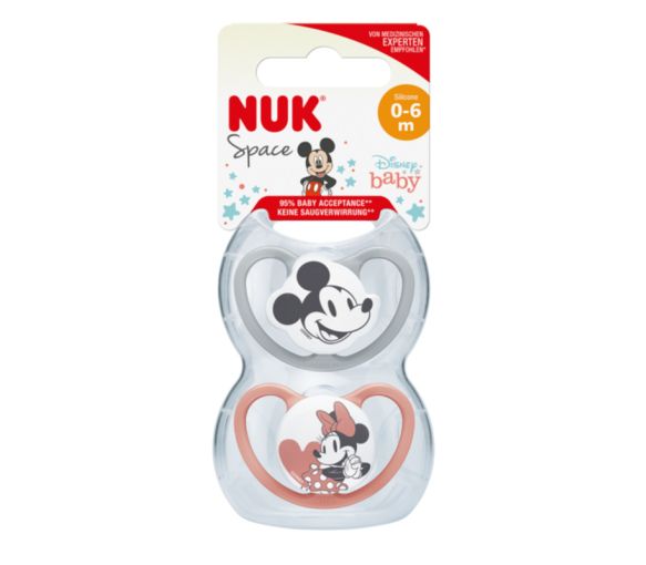 Space Silikon-Schnuller Mickey 0-6 Monate NUK - 2er-Pack Schnuller