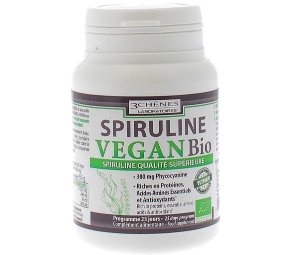 Spirulina Vegan Bio 3 Eichen - Dose von 60 Tabletten