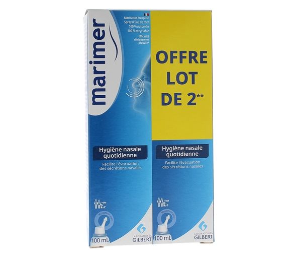 Tägliches Nasenhygienespray Meerwasser 9% Marimer - 2x100ml Packung
