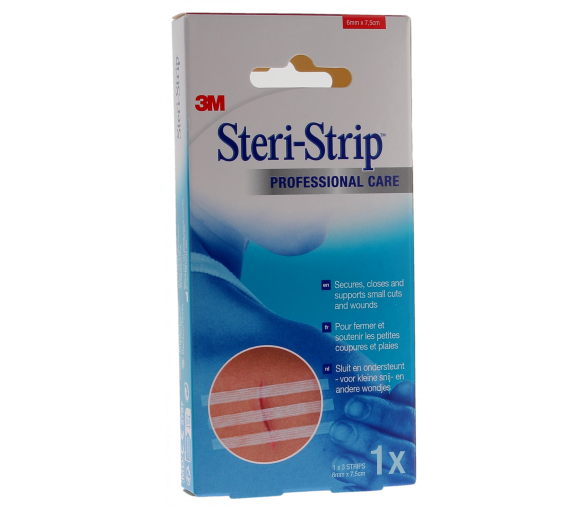 Steri-Strip Hautkleber Nähte 3M - Packung mit 3 Streifen von 6mm x 7,5cm - image 1