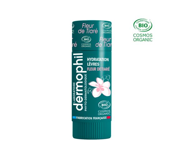 Bio Tiaré-Blüten Lippenbalsam Dermophil Indien - Stick mit 4 g