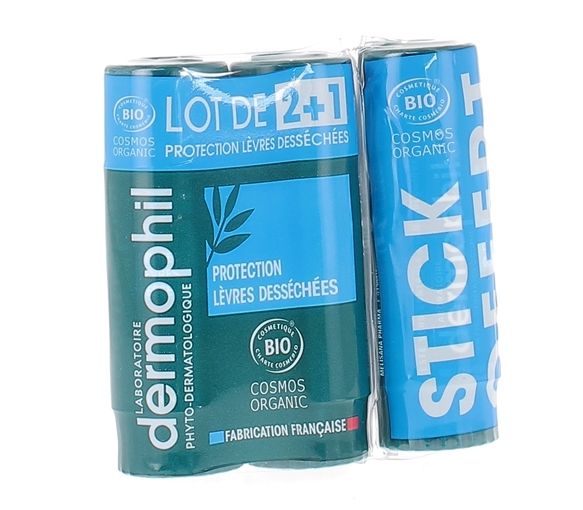 Lippenbalsam zum Schutz vor trockenen Lippen bio Dermophil - 2+1 gratis
