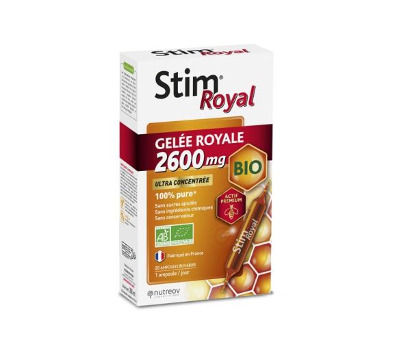 Stim Royal Gelée Royale 2600 mg Bio Nutreov - Schachtel mit 20 Ampullen - image 1