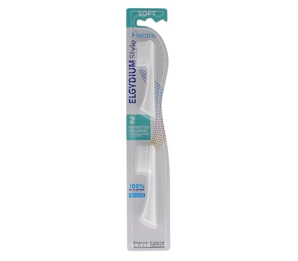 Style Electric Ersatzbürsten weich Elgydium - 2er-Pack Ersatzbürsten