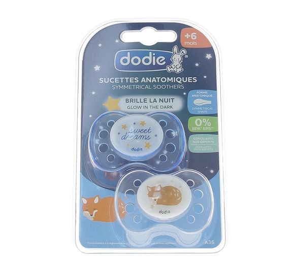 Anatomische Schnuller +6 Monate spezielle Nacht Dodie - 2er Pack Schnuller - image 1
