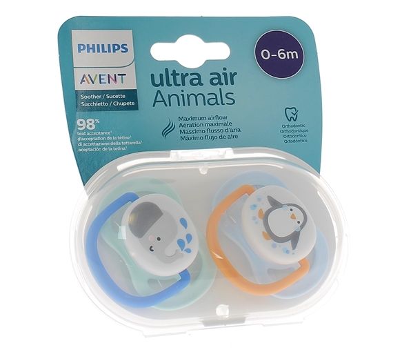 Avent Classic Schnuller 0 bis 6 Monate Tiere - 2er-Pack Schnuller