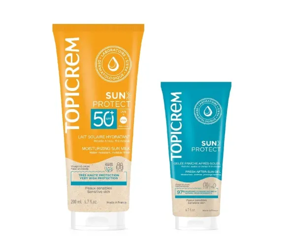 Sun Protect Sonnenmilch feuchtigkeitsspendend SPF50+ Topicrem - Tube mit 200ml + 50ml frische Gelee geschenkt