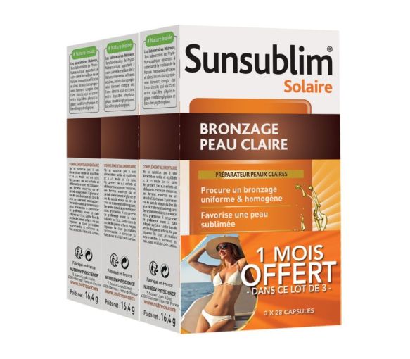 Sunsublim Bräunung helle Haut Nutreov - 3 Schachteln mit 28 Kapseln
