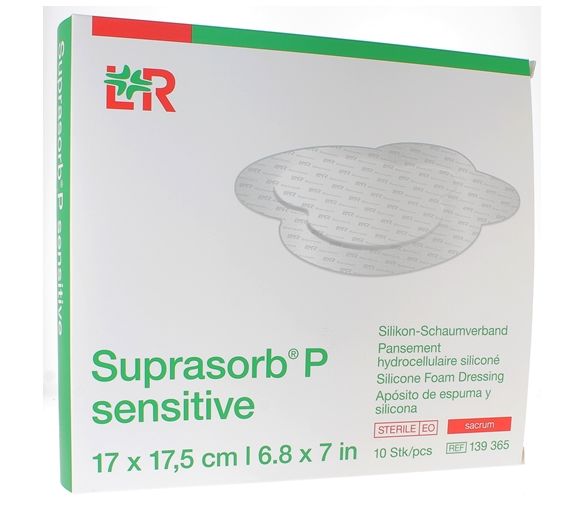 Suprasorb P sensitive Sakral hydrozellulärer Silikonverband 17x17,5 cm Lohmann & Rauscher - Schachtel mit 10 Verbänden