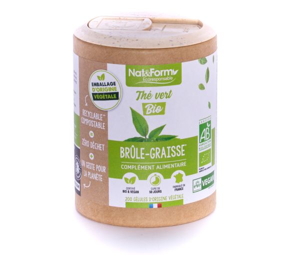 Bio Grüner Tee Ecoresponsable Nat&Form - Dose von 200 Kapseln - image 1