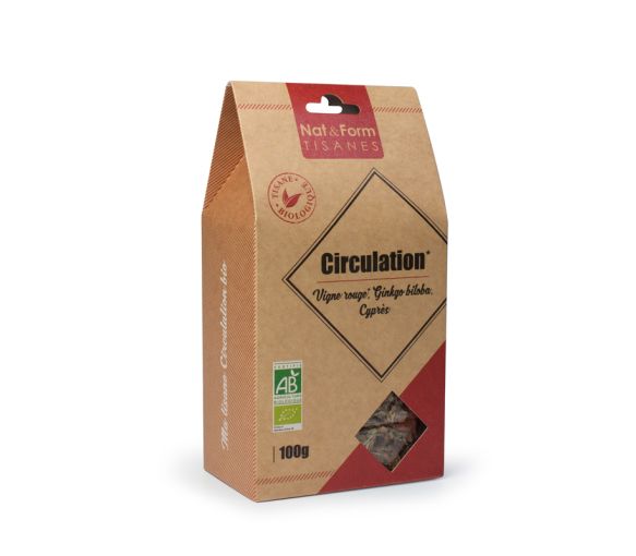 Kräutertee Durchblutung Rote Weinrebe, Ginkgo Biloba, Bio-Zypresse Nat & Form - Beutel mit 100 g