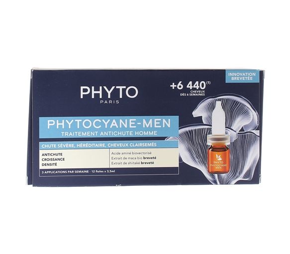 Anti-Haarausfall Behandlung für Männer Phytocyane Phyto - Box mit 12 Ampullen x 3,50 ml
