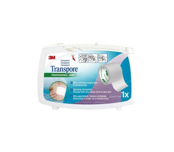 Transpore Transparentes Pflaster 3M - eine Rolle von 2,5 cm x 5 m