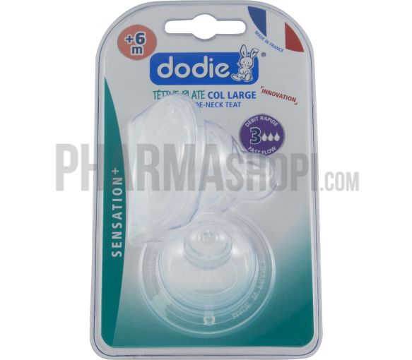 Breite Flachnippel mit schnellem Fluss +6 Monate Dodie - 2 Nippel
