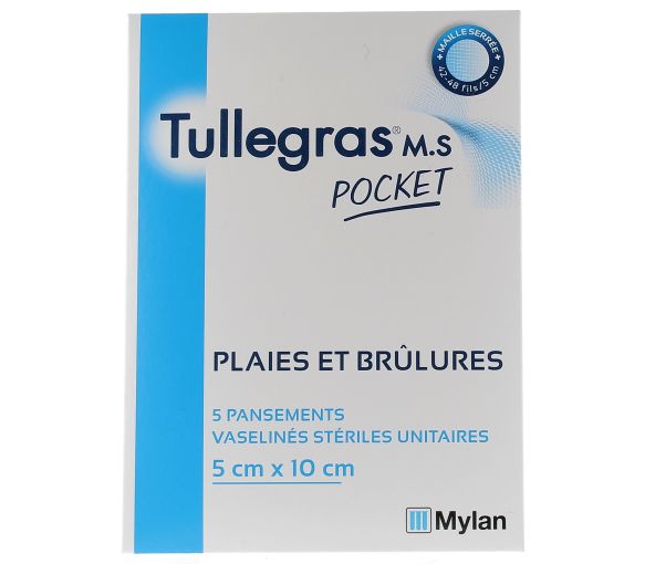Tullegras M.S Wunden und Verbrennungen pocket 5x10cm Mylan - Packung mit 5 Pflastern