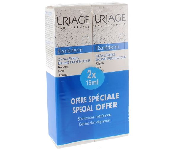 Bariéderm Cica-Lippen reparierender Balsam Uriage - 2er-Pack mit 15 ml Tuben - image 1
