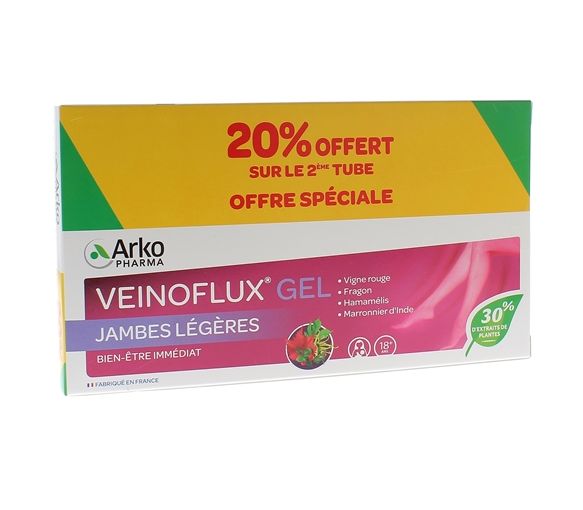 Veinoflux Gel für leichte Beine Arkopharma - 2 Tuben à 150 ml