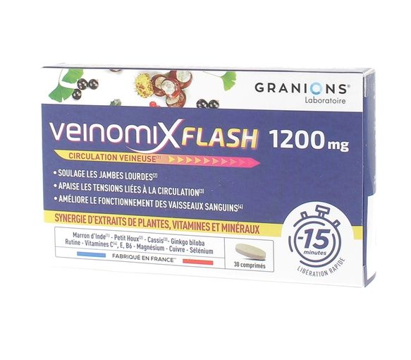 Veinomix Flash 1200 mg Venenzirkulation Granions - Packung mit 30 Tabletten