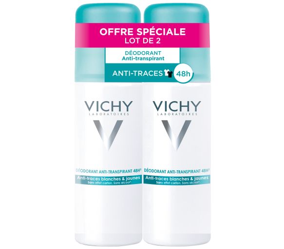 Antitranspirant-Deodorant 48h gegen weiße & gelbe Rückstände Vichy - 2er-Pack mit 125 ml Sprays - image 1