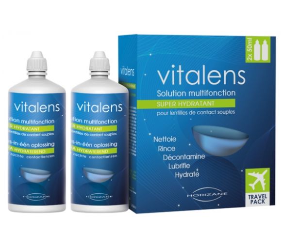 Vitalens Multifunktionslösung für weiche Kontaktlinsen - 2er-Pack mit 50 ml Flaschen
