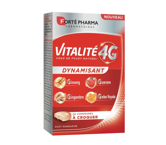Vitalität 4G Dynamisierend Forté Pharma - Packung mit 30 Kautabletten