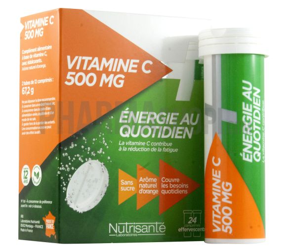 Vitamin C 500 mg Energie für den Alltag Nutrisanté - Packung mit 24 Brausetabletten