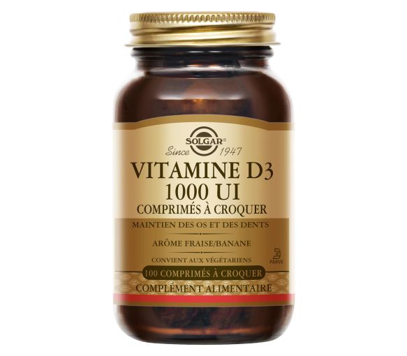 Vitamin D3 1000 UI Solgar - Packung mit 100 Kautabletten - image 1