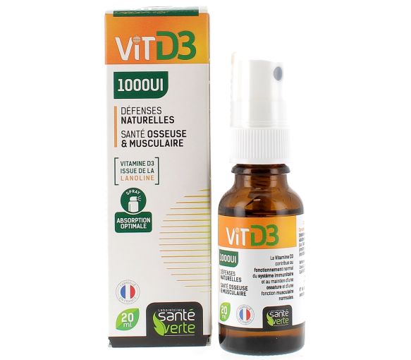 Vitamin D3 1000 IE natürliche Abwehrkräfte Gesundheit Grün - Spray von 20ml