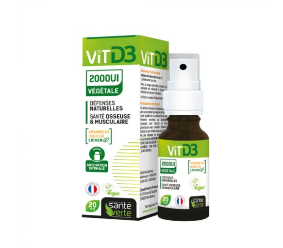 Pflanzliches Vitamin D3 2000 IE natürliche Abwehrkräfte Gesundheit Grün - Spray mit 20 ml