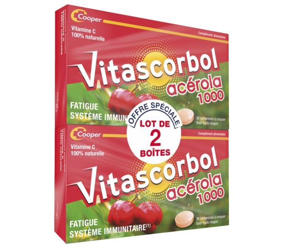Vitascorbol Acerola 1000 Geschmack rote Früchte - 2er Pack mit 30 Kautabletten - image 1