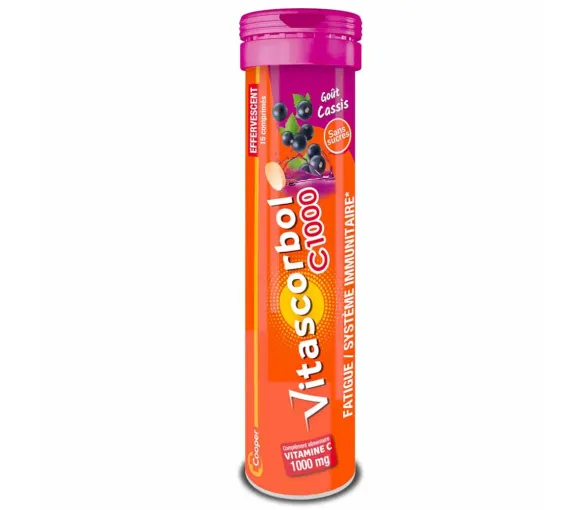 Vitascorbol C1000mg Cassisgeschmack ohne Zucker Cooper - Tube mit 15 Brausetabletten - image 1