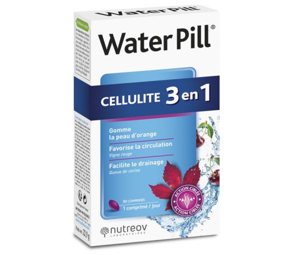 Wassertablette Cellulite 3 in 1 Nutreov - Packung mit 20 Tabletten