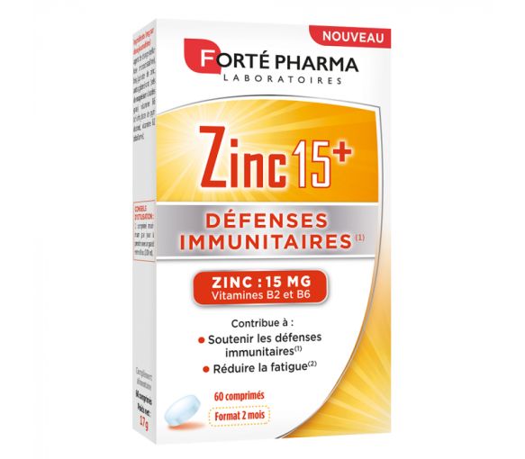 Zink 15+ Forté Pharma - Packung mit 60 Tabletten
