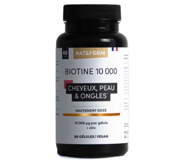 Biotin 10.000 Haare, Haut und Nägel Nat&Form - Dose mit 60 Kapseln