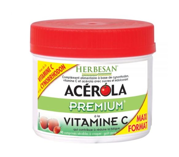 Acérola Premium Herbesan - 90 Kautabletten im Behälter