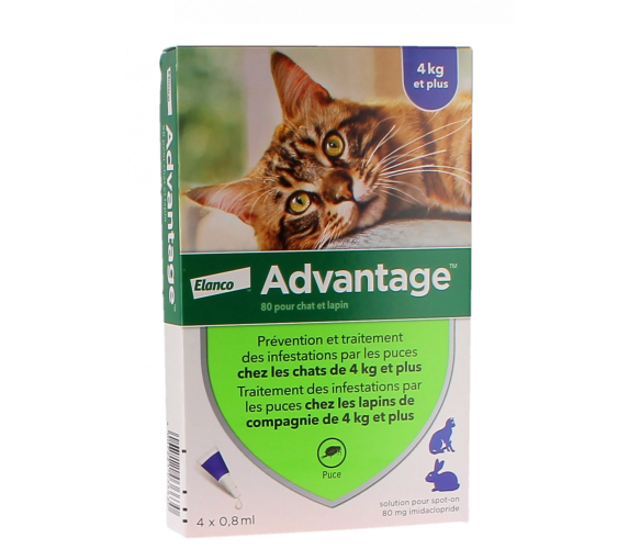 Vorteil 80 für Katzen und Kaninchen über 4 kg Bayer - Packung mit 4 Pipetten - image 1