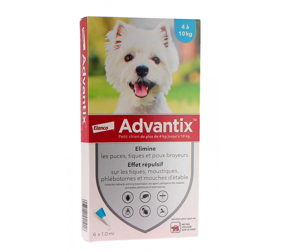 Advantix kleiner Hund von 4 bis 10 kg Bayer - Packung mit 6 Pipetten - image 1