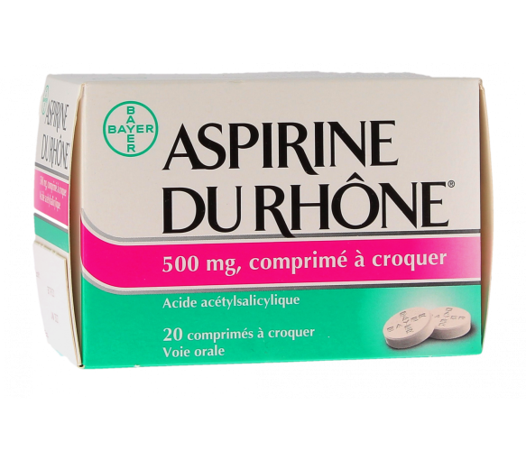 Aspirin aus dem Rhône 500mg Kautabletten - Packung mit 20 Tabletten - image 1