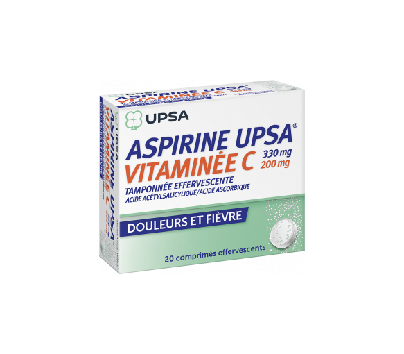 Aspirin UPSA mit gepuffertem Vitamin C - Packung mit 20 Brausetabletten
