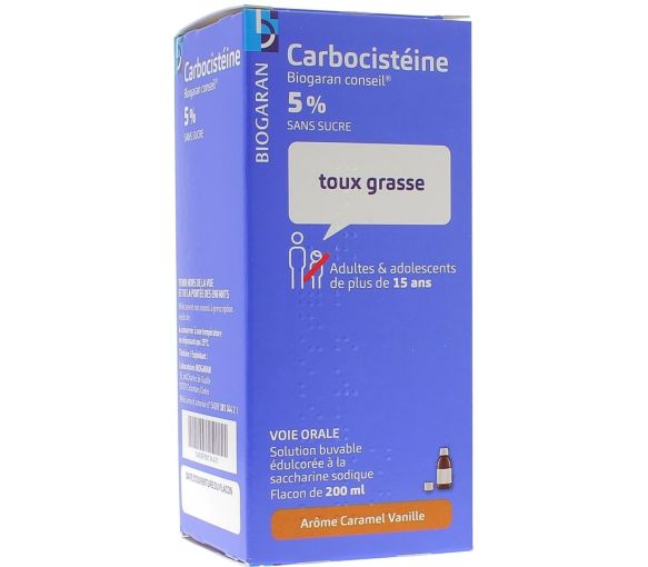 Carbocistein Biogaran 5% Ab 15 Jahren; Erwachsene - Flasche mit 200 ml