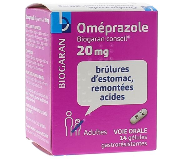 Omeprazol 20mg magensaftresistente Kapseln Biogaran - Packung mit 14 Kapseln