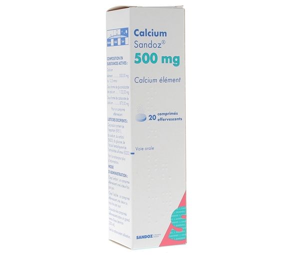 Calcium Sandoz 500mg Brausetabletten - Packung mit 20 Brausetabletten - image 1
