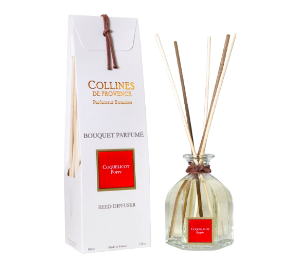 Duftstrauß Mohnblumen Hügel der Provence - Glasflasche + natürliche Rattanstängel - image 1