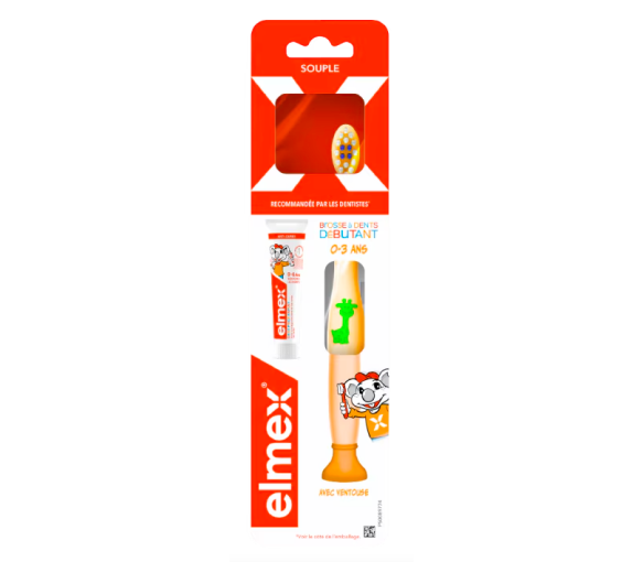 Anfängliche Zahnbürste 0-3 Jahre Elmex - 1 Zahnbürste + kostenlose Mini-Zahnpasta - image 1
