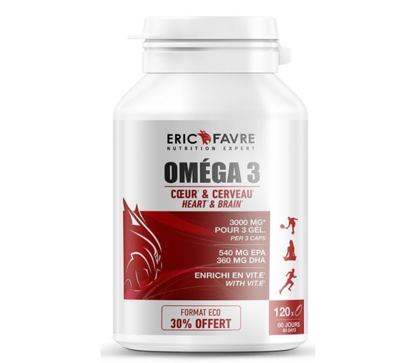 Omega 3 Herz und Gehirn Eric Favre - 120 Kapseln Topf 30% Rabatt