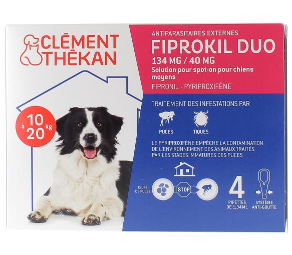Fiprokil duo Hund 134 mg/40 mg Clément-thékan - 4 Pipetten zu 1,34 ml