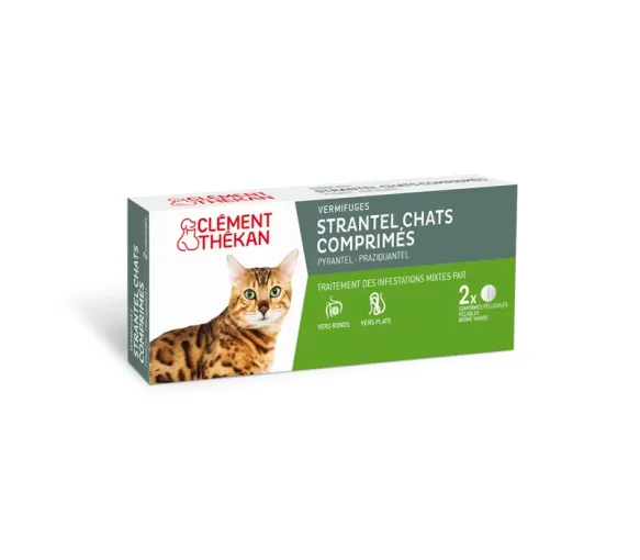 Strantel Katzen Tabletten Clément Thékan - Packung mit 2 Tabletten