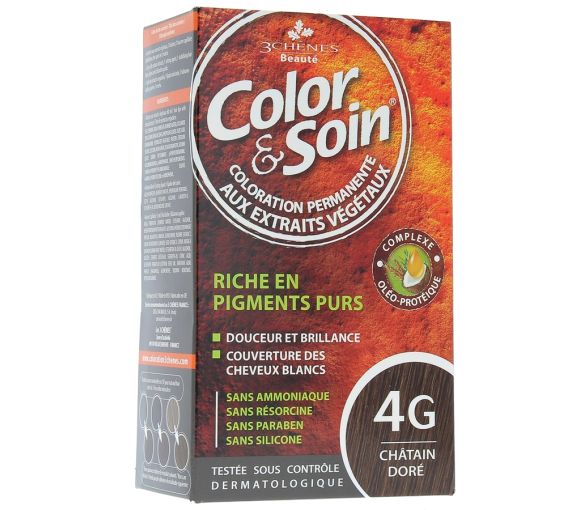 Farbe & Pflege permanente Haarfarbe Goldbraun 4G Les 3 Chênes - 1 Set